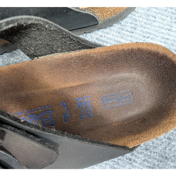 Betula Sandals Womens 6 Black Leather Buckle 3 Strap Comfort Boho Birkenstock - Picture 4 of 7
